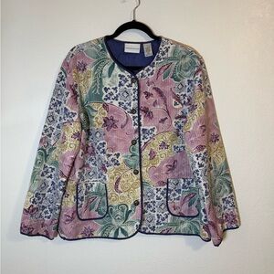 Vintage Alfred Dunner Silk Quilted Floral Jacket Women’s Reversible